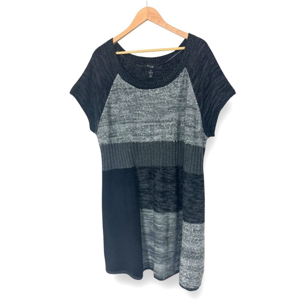 Size 3X 22 24 PATCHWORK EMBELLISHED SWEATER DRESS Knit‎ Fall Winter PLUS SIZE - Picture 5 of 7